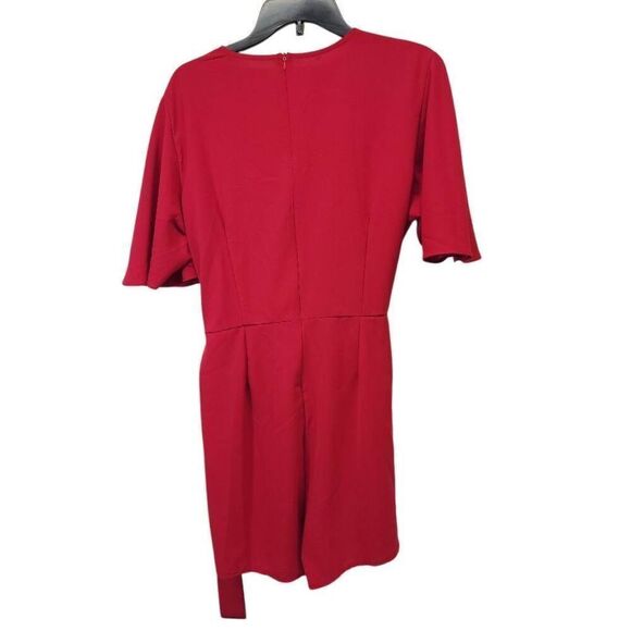 Unbranded Women's Size XL Faux Wrap Romper Dress Red Summer Short-Sleeve - Picture 2 of 6